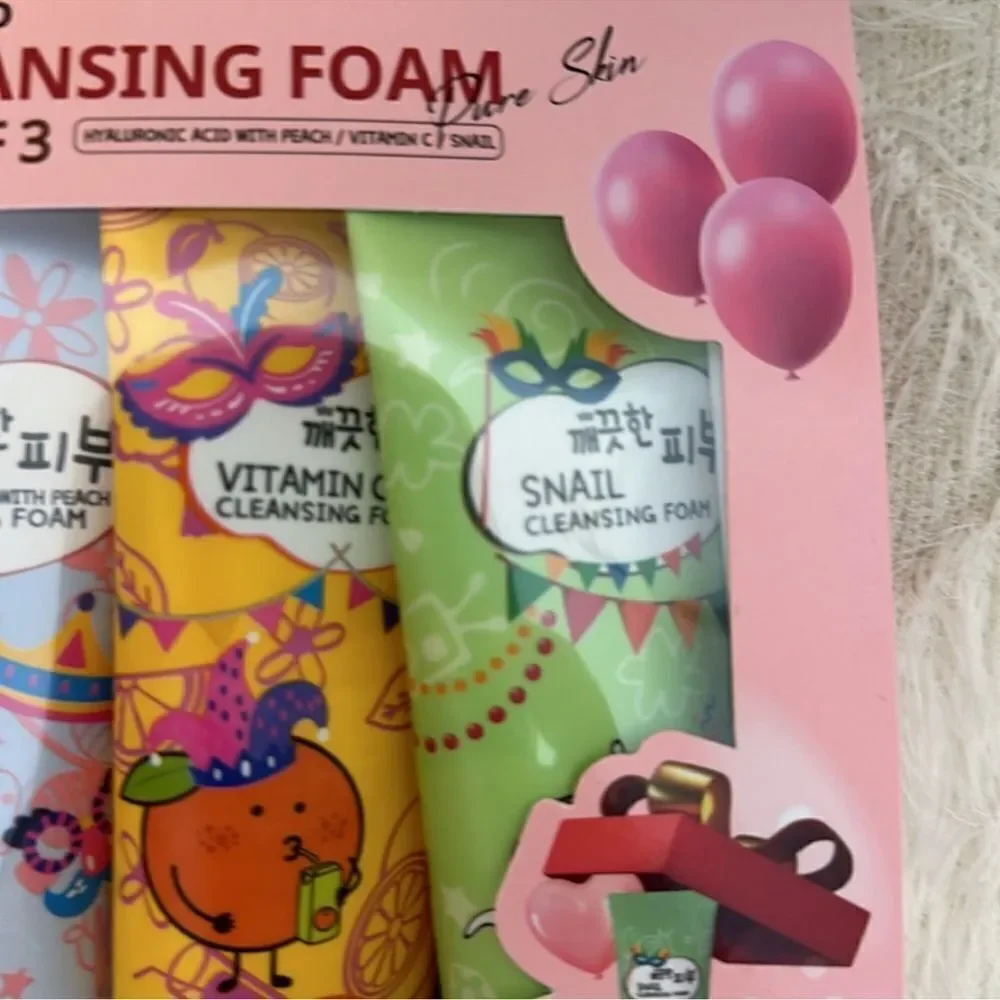 ESFOLIO SET OF 3 CLEANSING HYALURONIC ACID FOAM PEACH VITAMIN C SNAIL